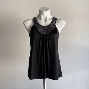 BCX Beaded Deeps Crew Neck Sleeveless Black Size XS
